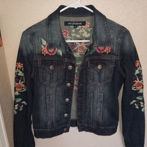 Floral embroidered jean jacket